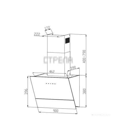 Вытяжка наклонная Grand Lester GC 90 (черный)
