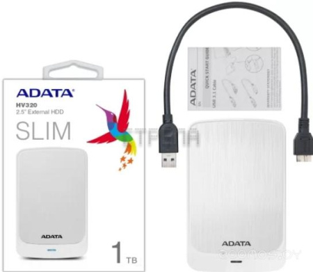 Внешний жёсткий диск A-Data HV320 1TB (White) (AHV320-1TU31-CWH)