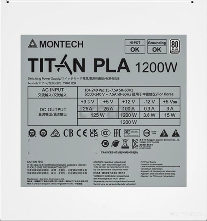 Блок питания Montech TITAN PLA 1200W